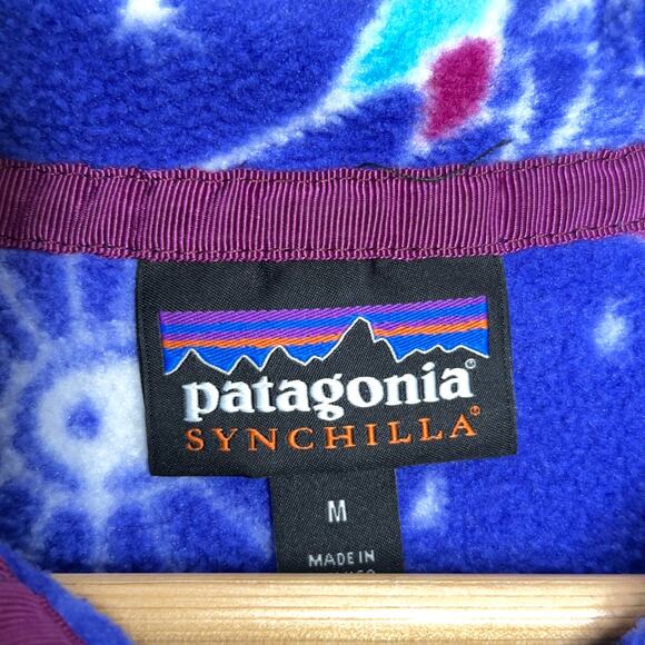 PATAGONIA SYNCHILLA Snap-T Fleece Pullover Harvest Moon Owl Blue Purple {3E29} - Picture 4 of 6